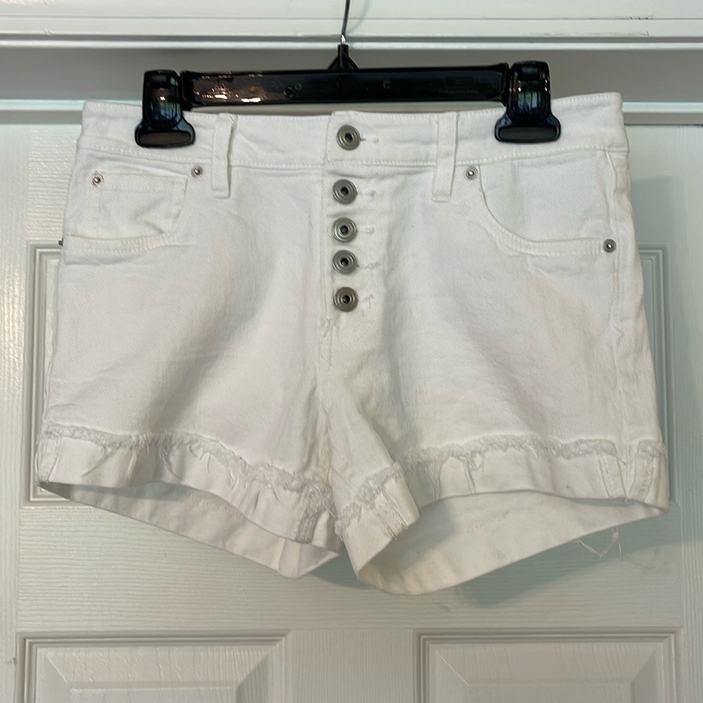 Celebrity Pink - white denim shorts - high rise - button fly - size 7/28